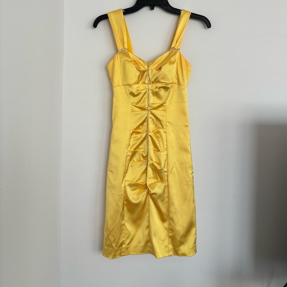 Cache Yellow Satin Prom Dress - Picture 1 of 3